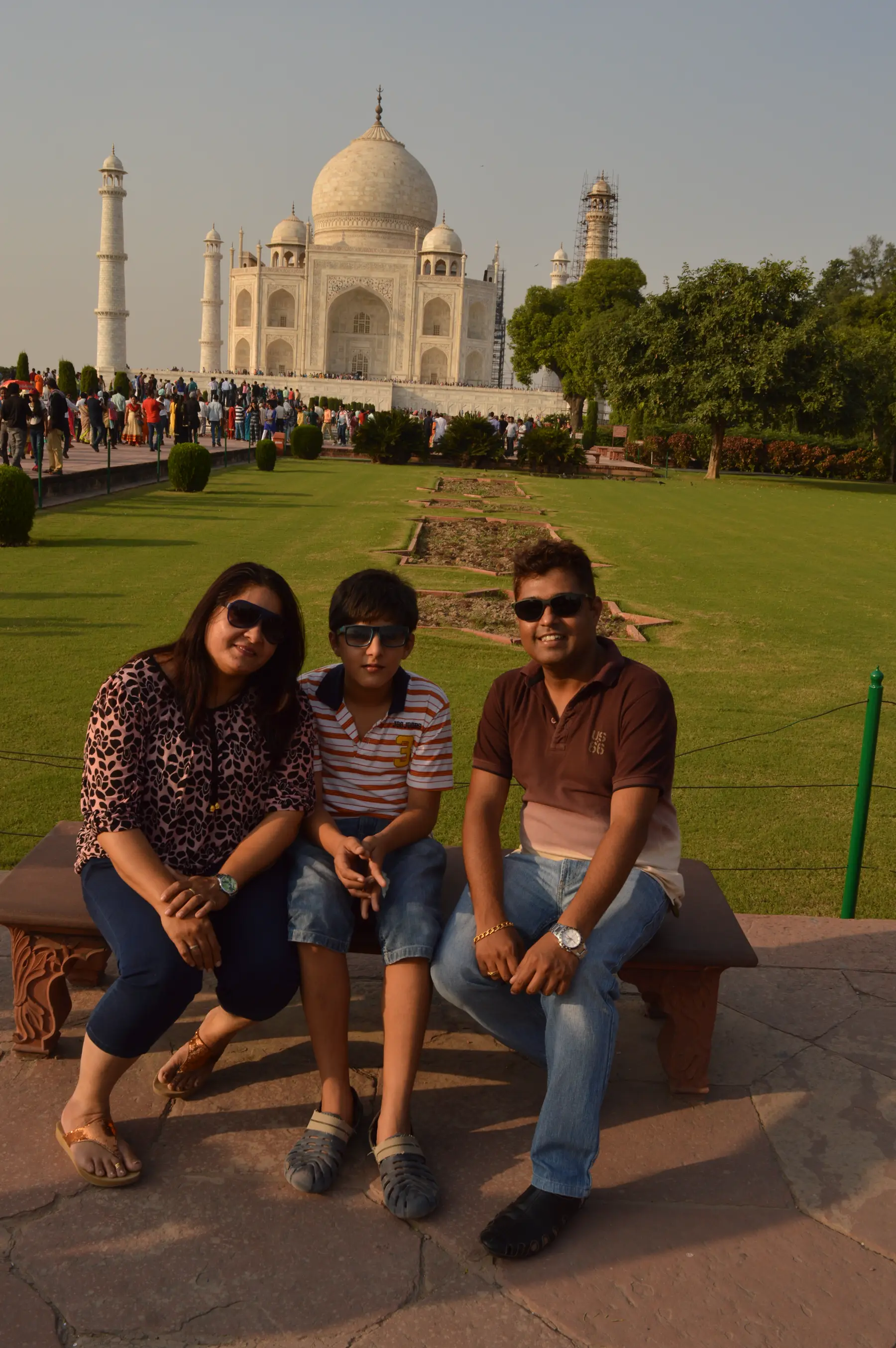 Family together at the Taj Mahal