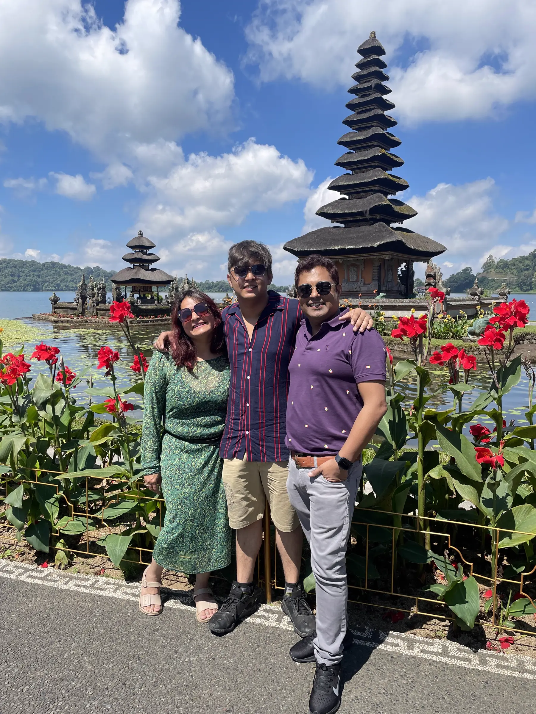 Family visiting a beautiful garden
