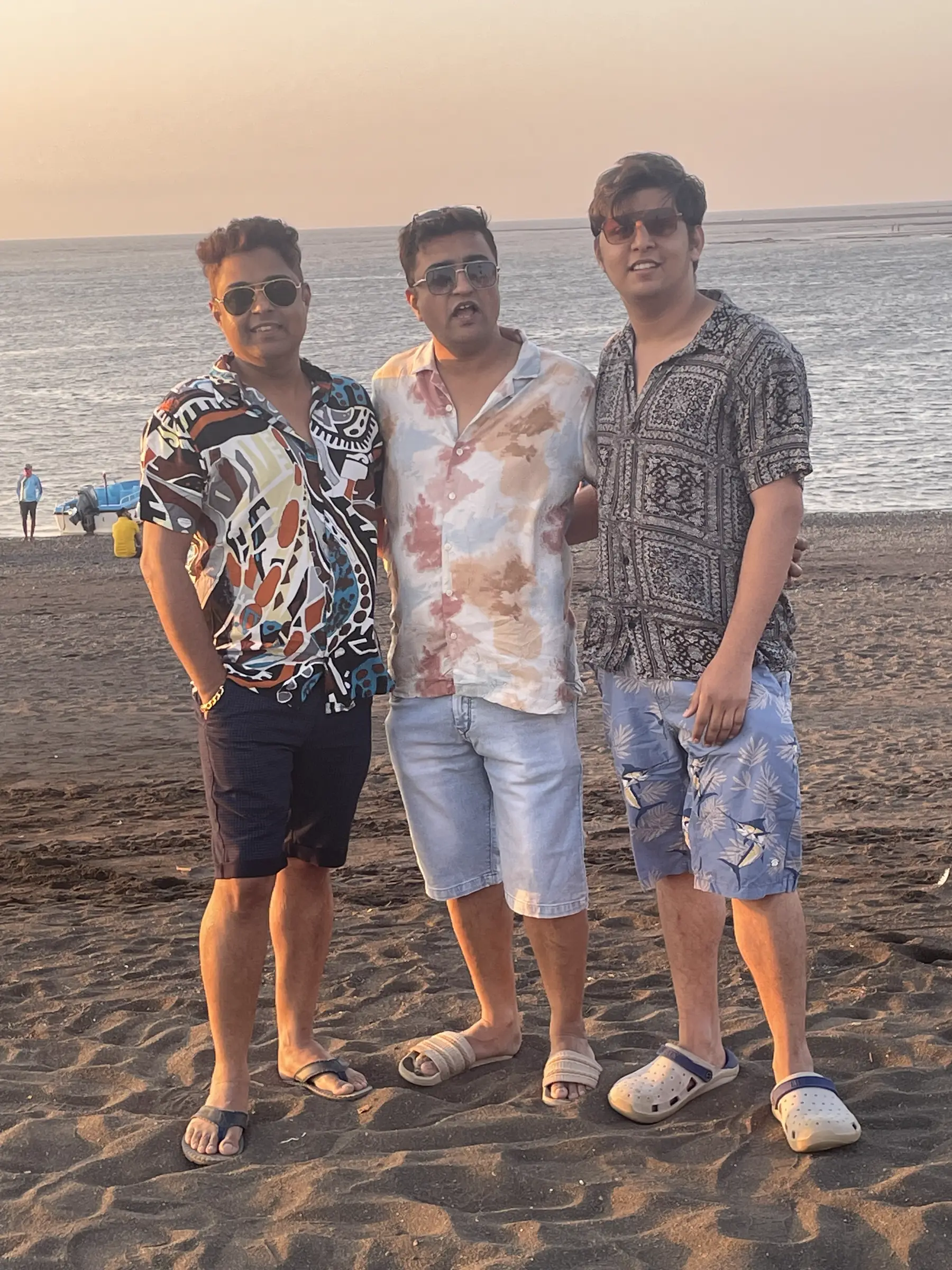 Family posing together outside