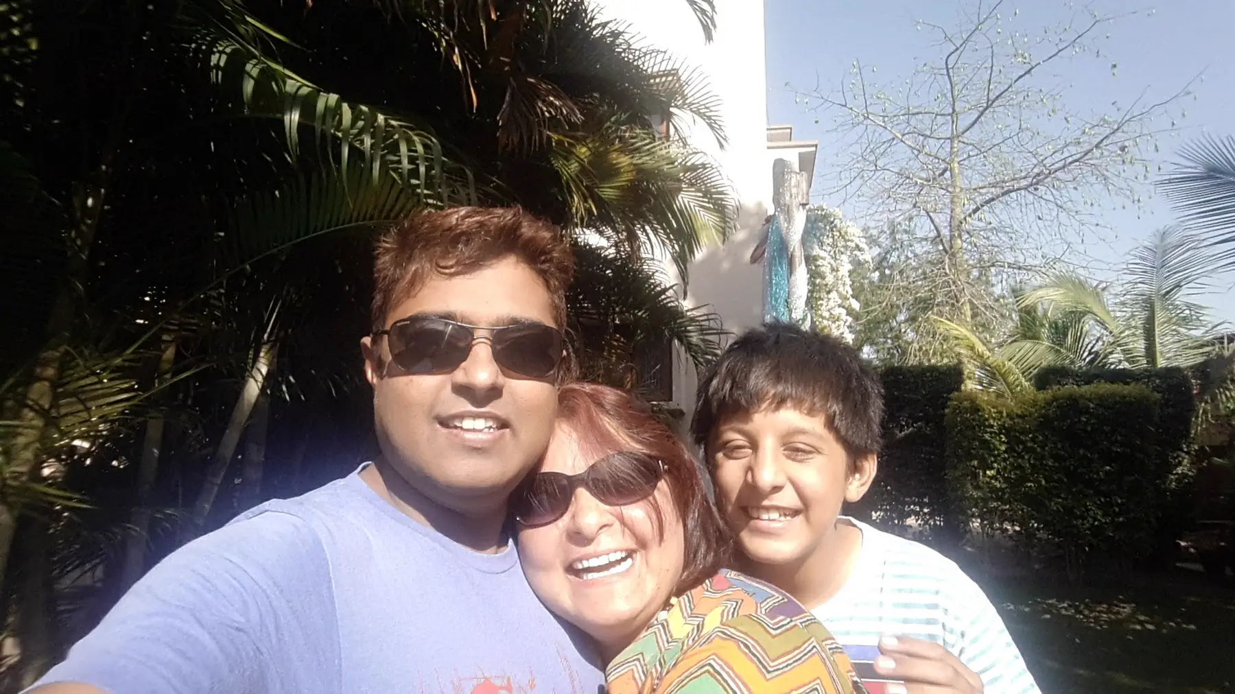 A happy family selfie outdoors